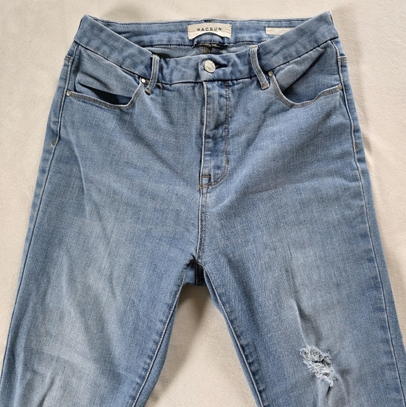 PacSun▪️Super Stretch Push-Up Light Blue Distressed Skinny Ankle Jeans - Picture 2 of 10